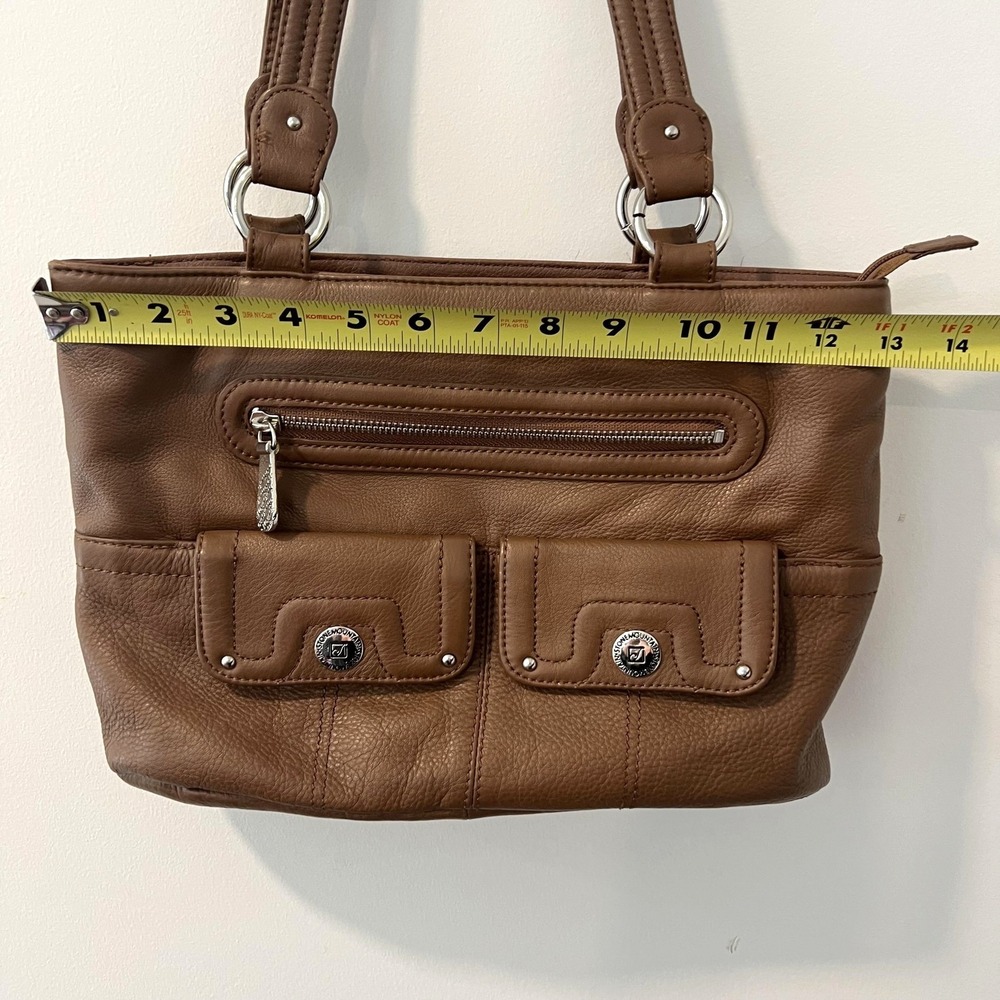 Stone Mountain Shoulder Bag Womens Medium Brown Leather Organizer Pockets Tote - Picture 13 of 16